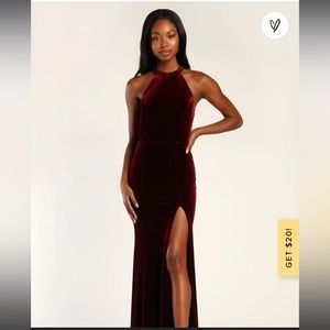 Lulus
Make It Classy Burgundy Velvet Halter Mermaid Maxi Dress